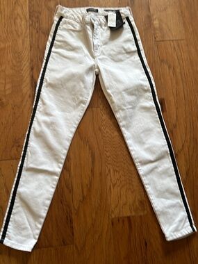 Banana Republic White Jeans with Black Side Stripes